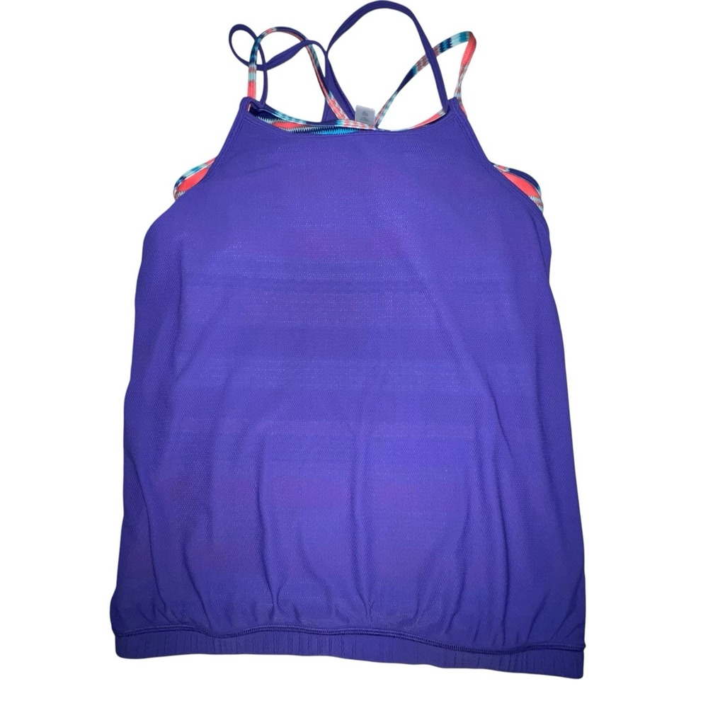 Lululemon Ivivva Purple Double Layer Strappy Tank Top Activewear Girls Size 14